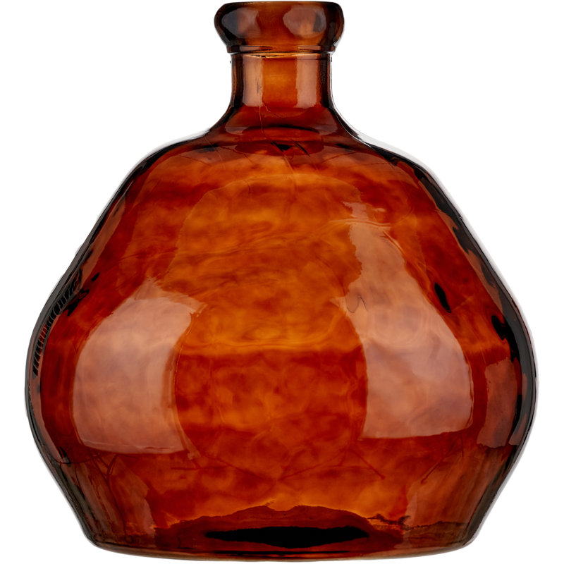 Handmade Glass Floor Vase, Pecan Brown