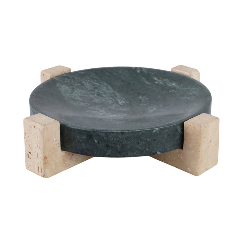 15"Archer Green Marble Tray