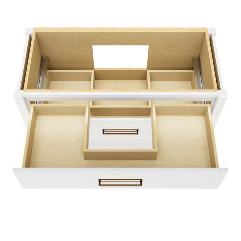 Kiawah Two-Drawer Single Bath Vanity, Pure White, Satin Gold, 48"