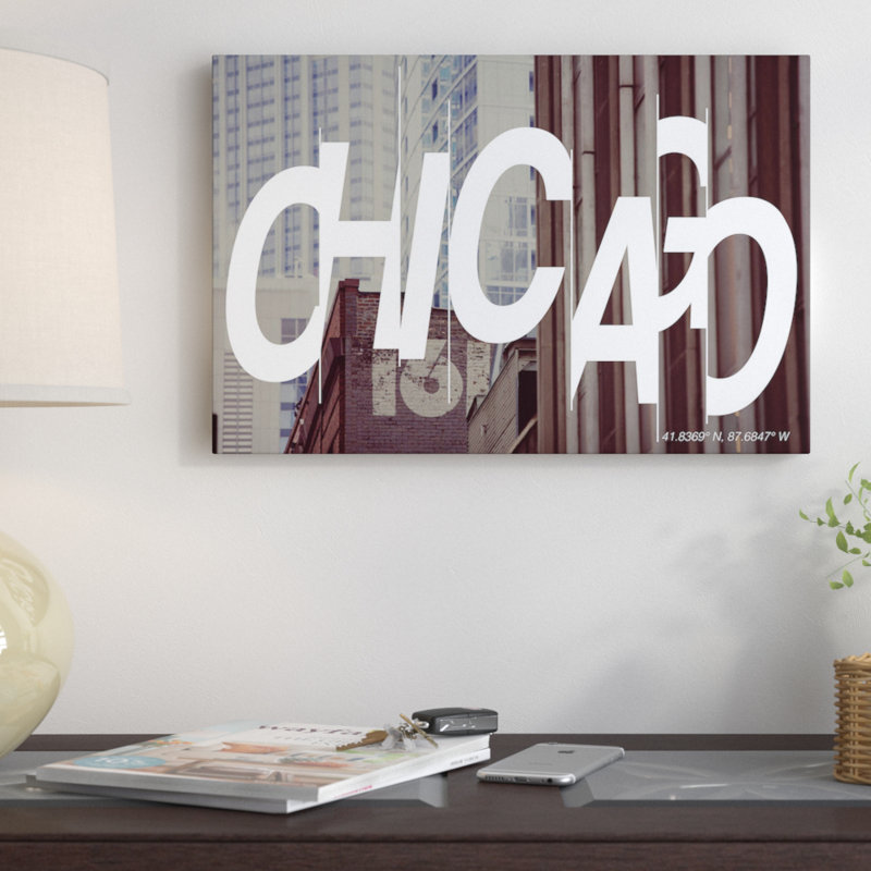 « chicago (41,8 ° n, 87,6 ° l) », impression sur toile tendue, H 12 po x l 18 po x P 1,5 po, Toile tendue, Pas de tapis