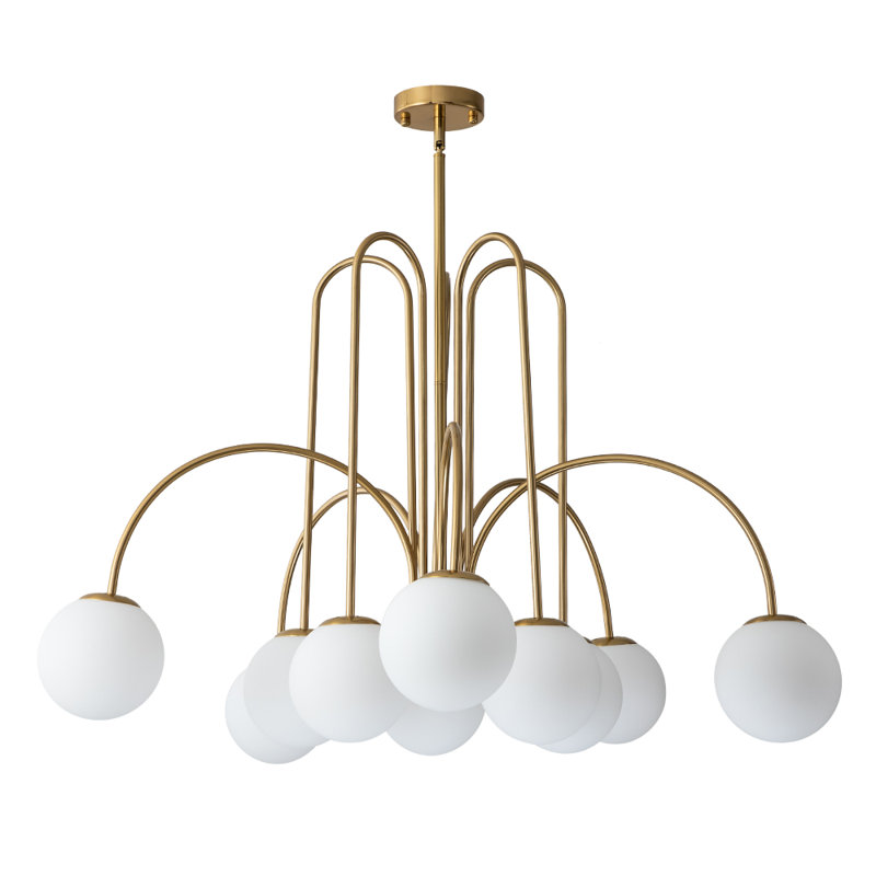 10-Light Mid-cenury Modern Glam Bubble Frosted Glass Globe Chandelier 