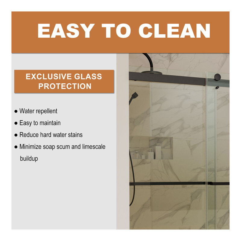 60 in. W x 74 in. H  Shower Door in Matte Black with 5/16 in. (8 mm) Clear Glass