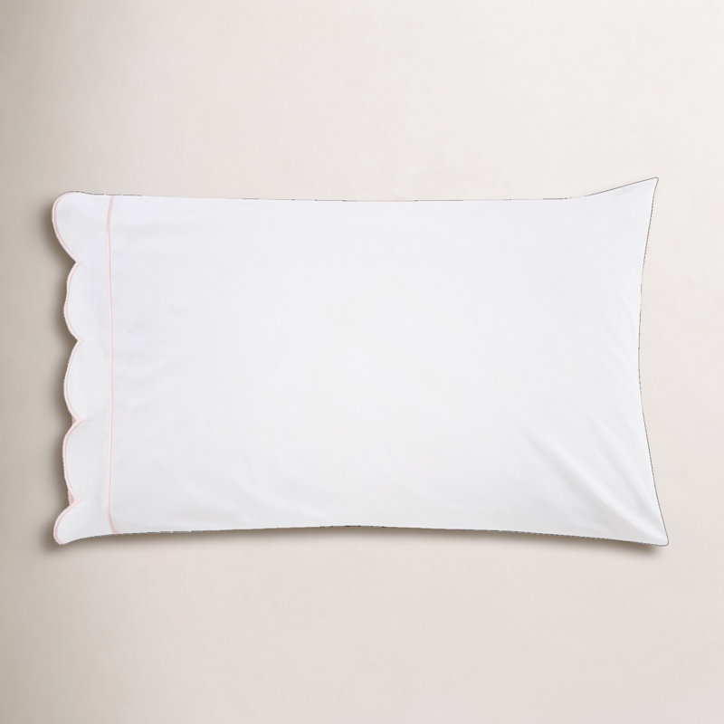 SCALLOP FRAME PERCALE PCASE, Queen Pillowcase, Pink