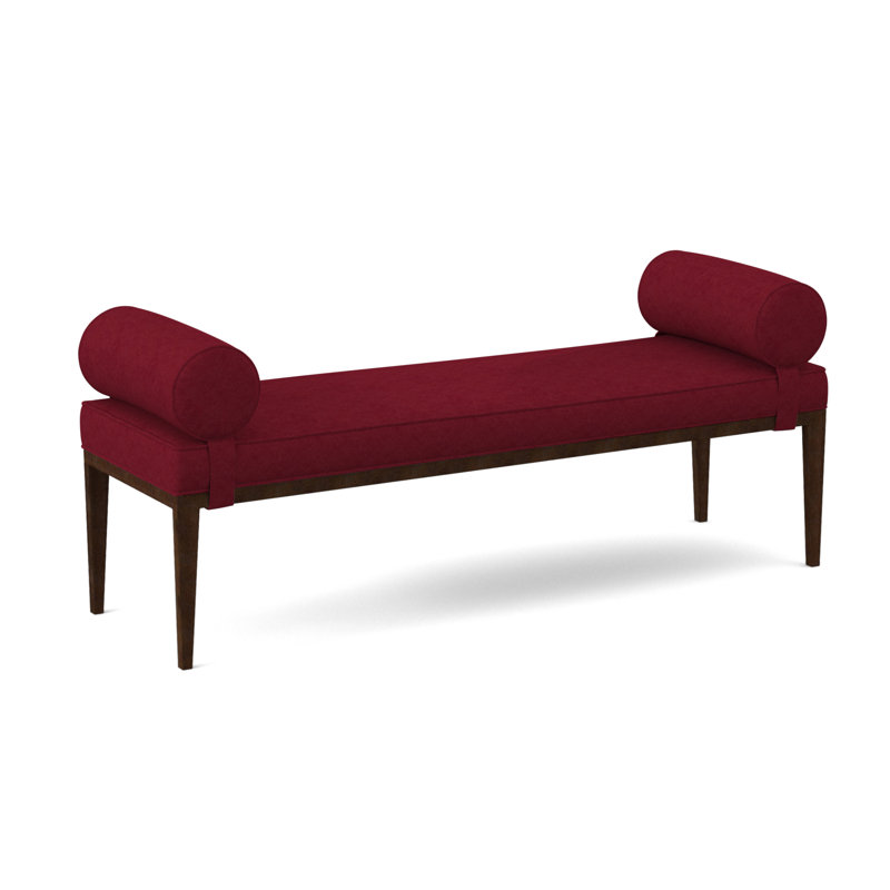Brooklyn Upholstered Bench, American Walnut, Margaret Lipstick Polyester Blend
