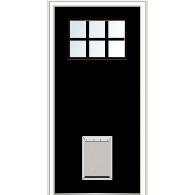 Porte d'entrée pré-montée en fibre de verre Craftsman, H 80 po x l 36 po x P 1,75 po, Vert forêt, Ouverture vers la gauche