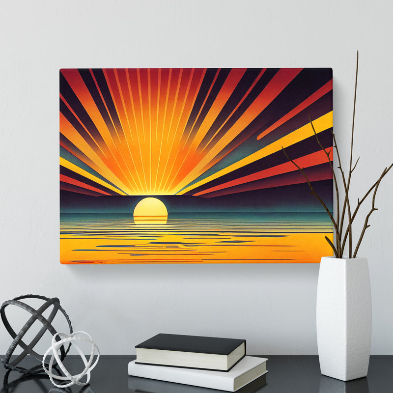 Art Deco Sunrise Abstract - Wrapped Canvas