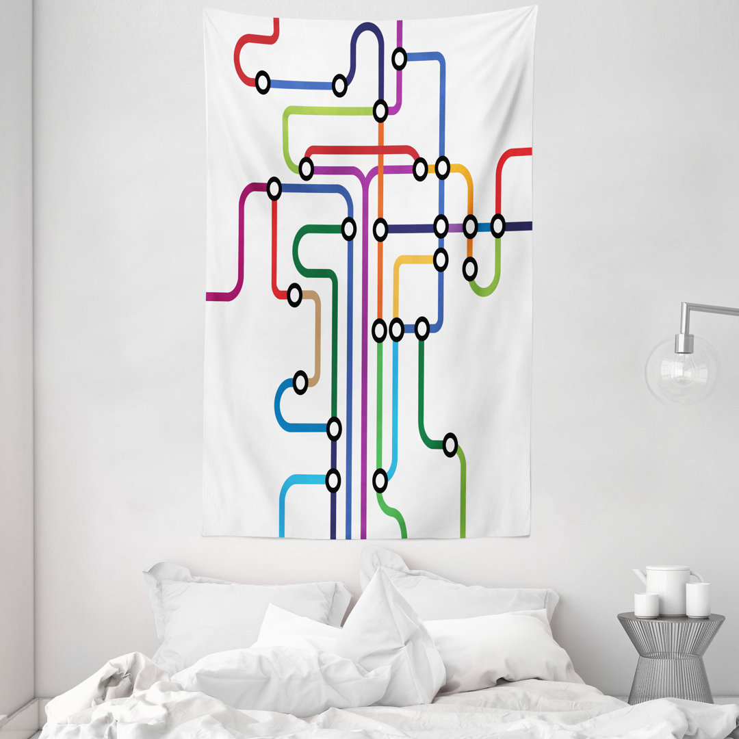 Wandteppich, Abstrakt Bunte U-Bahn, Multicolor