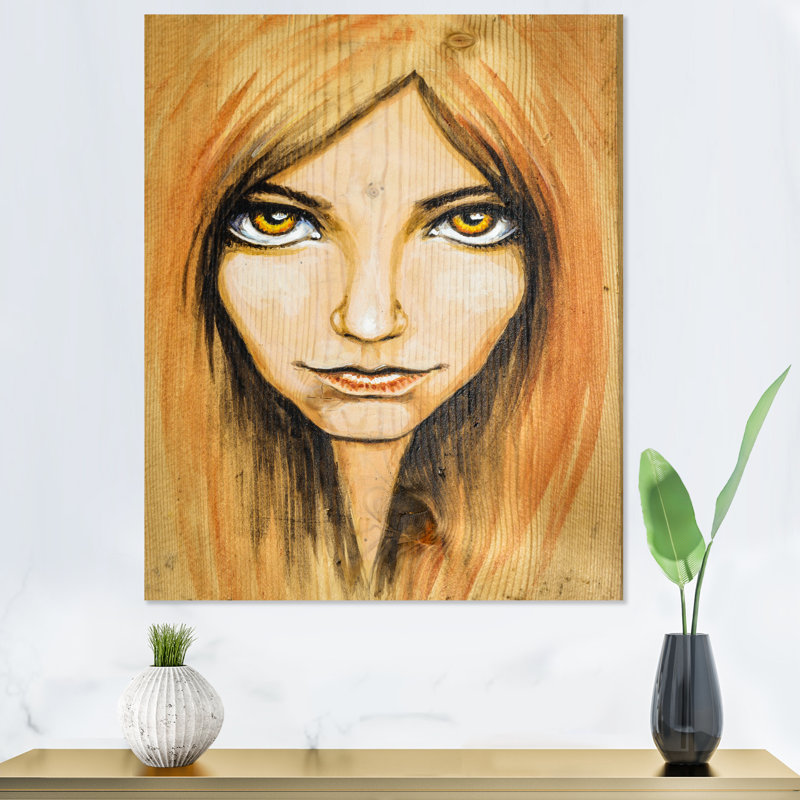 Portrait de femme abstraite - œuvre d'art sur toile pour enfants, H 20 po x l 12 po x P 1 po, Toile tendue