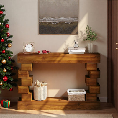 47.24" Console Table, Mid-century Wood，entryway Table