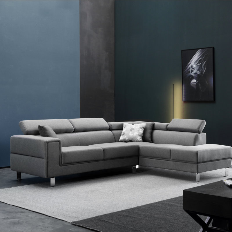 Canapé modulaire Derya, Gris clair, Orienté à droite (vu de face)