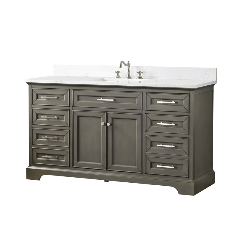 Thompson 60" W Single Bathroom Vanity, Silver Gray/Brushed Nickel