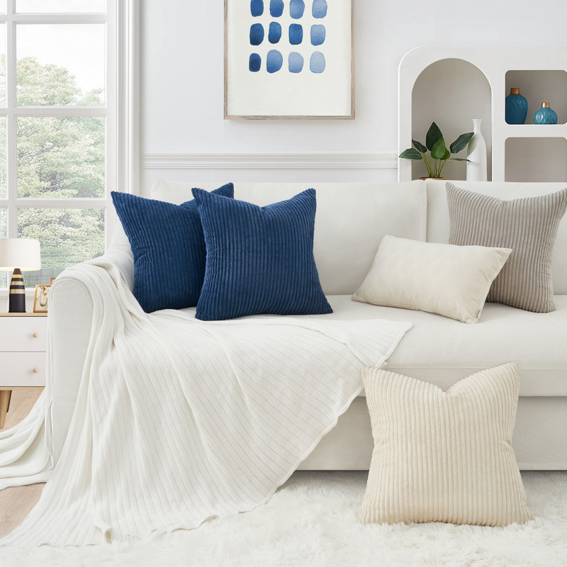 Corduroy Striped Corduroy Pillow Cover Square Modern Gradient Pillow Cases for Sofa,  Decorative Cushion Cover, 18"H x 18"W