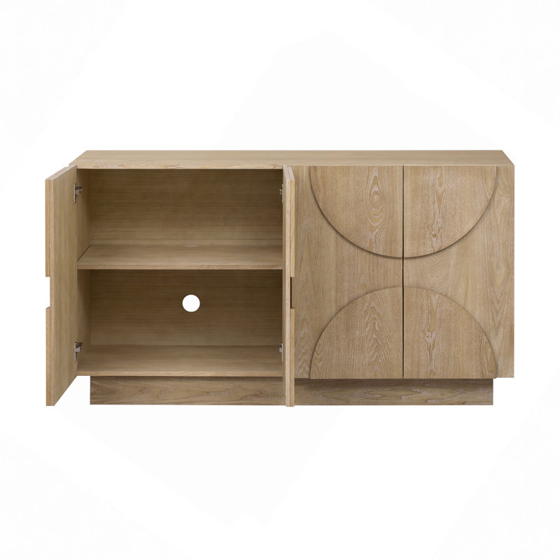 Grand buffet à 4 portes avec rangement, Naturel