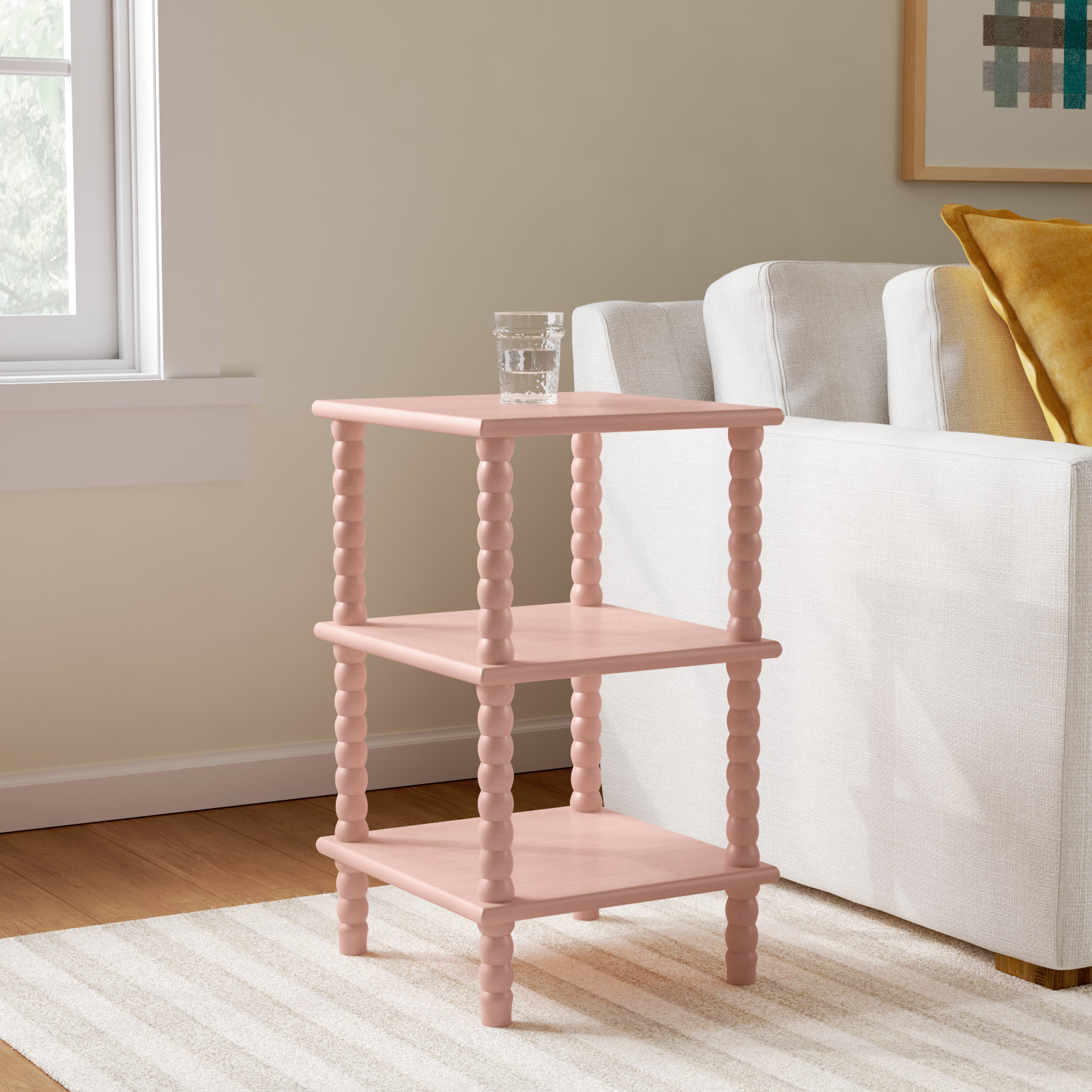 Netta 16" Pine End Table, Pink