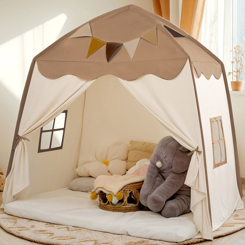 Extra Large Kids Indoor/Outdoor Dome Play Tent with Flags & Star Lights – Foldable Teepee Playhouse for Boys & Girls, 59'' x 39'' x 59''