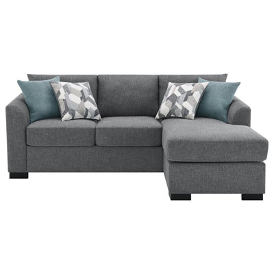 Bevis Upholstered Sleeper Sectional Chaise Sofa Grey