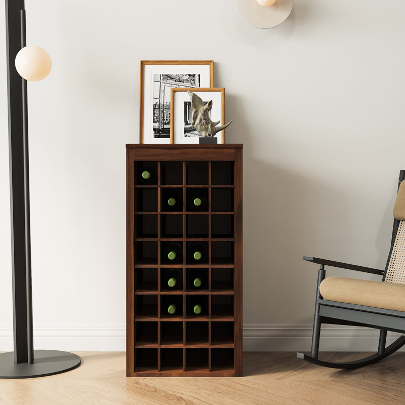 Armoire 32 bouteilles en noyer brun riche - rangement modulaire