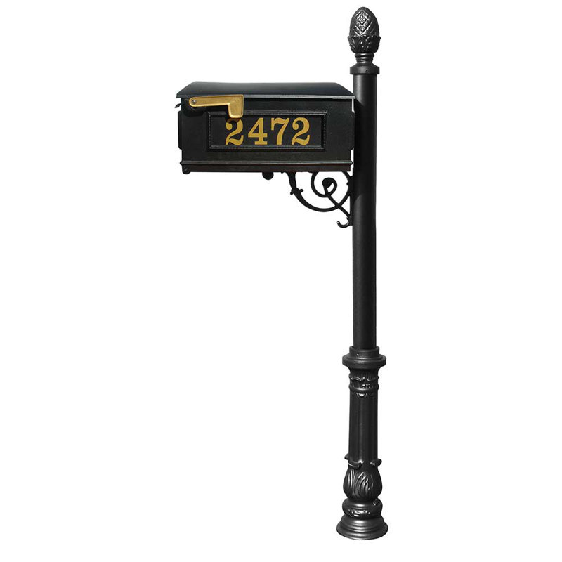 Lewiston Aluminum Post Mounted Mailbox, Brown