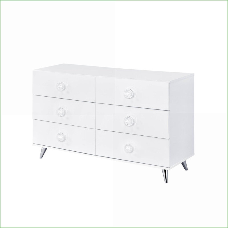 Commode à 6 tiroirs blanc moderne | Placage de panneaux de particules | Blanc