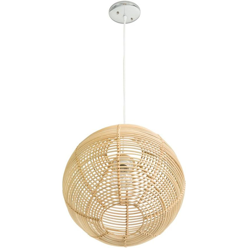 Luminaire suspendu naturel 1 lumière Carrizalez, H 12,5 po x l 13 po x P 13 po