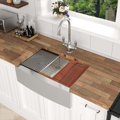 30 Farmhouse Sink Workstation - 30*21*9 Inch Kitchen Sink Stainless Steel 16 gauge Apron Front Kitchen Sink