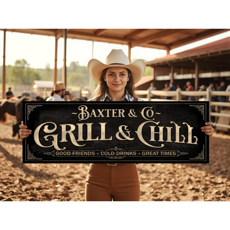 Plaque de cuisson «Grill & Chill» personnalisée sur métal, H 8 po x l 24 po x P 0,04 po, Oui