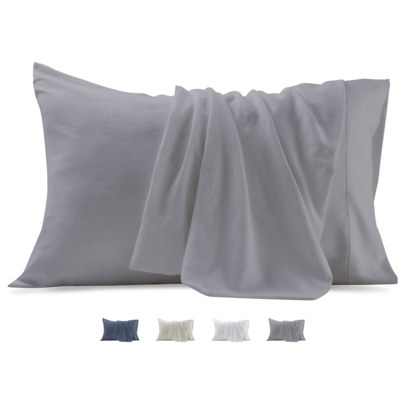 Soft Twill Microfiber Fabric Pillowcases Set, Queen Pillowcase, Gray