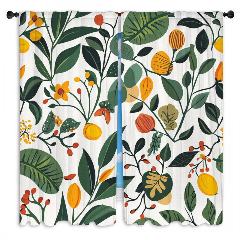 Rideaux de fenêtre Botanical Garden Floral Bohemian Boho - 2 panneaux, L 20 po x L 52 po