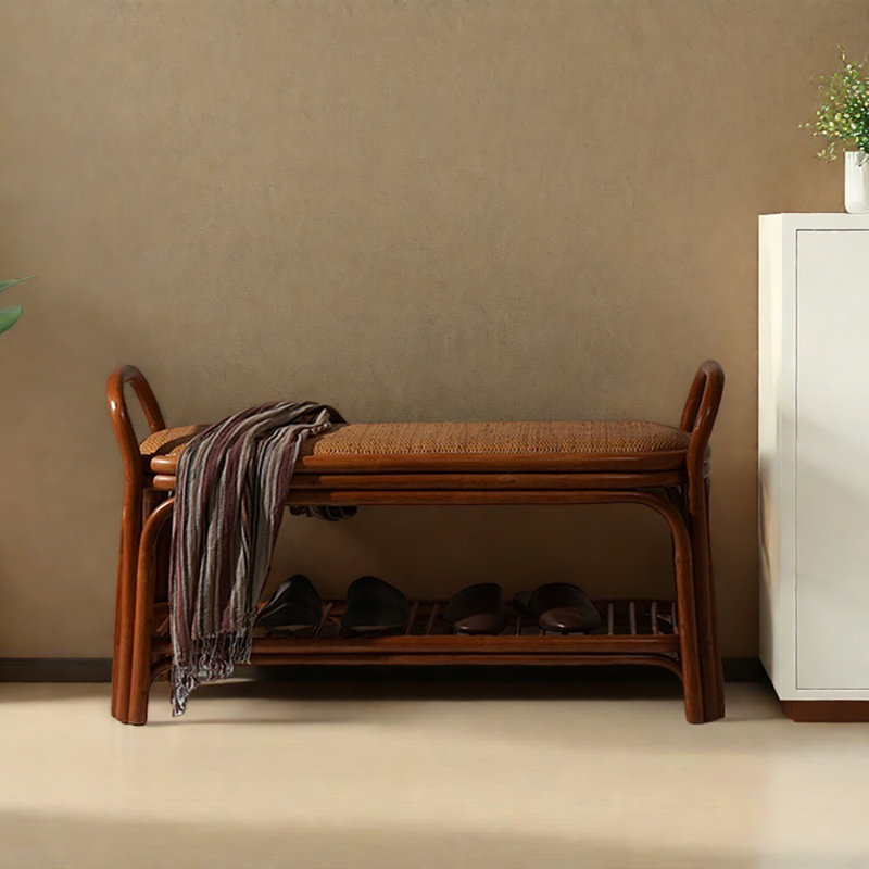 39.4in Rattan Weaving Shoe Bench