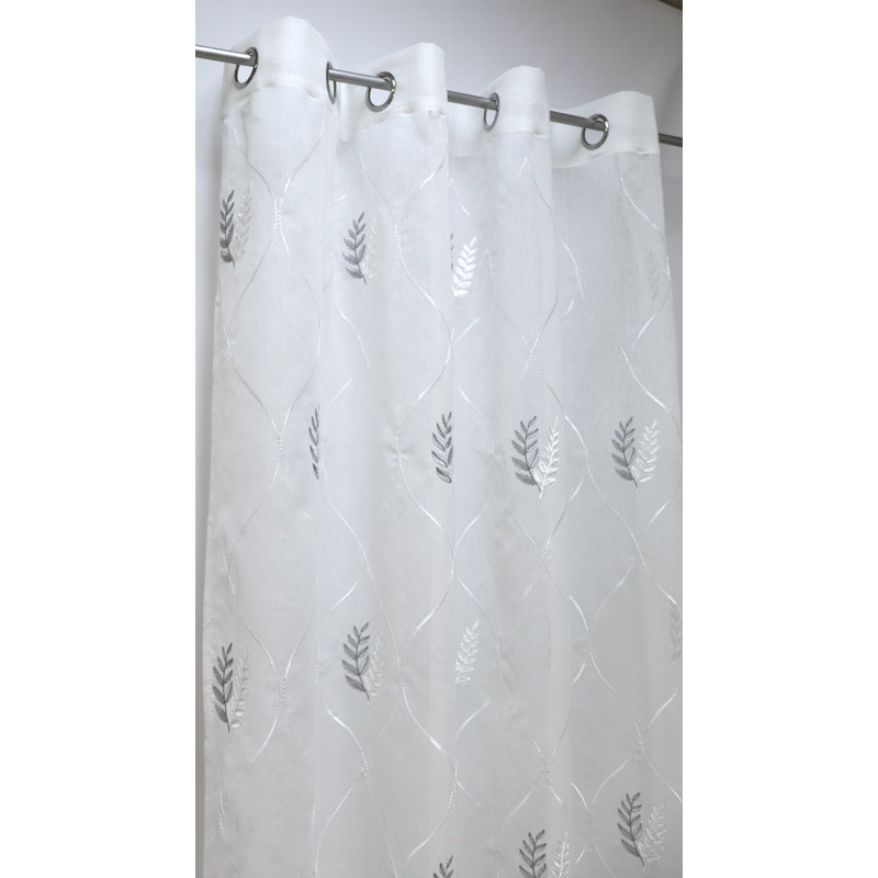 (54 x 95 po) Anneau diaphane brodé blanc / argent, 54 po x 95 po
