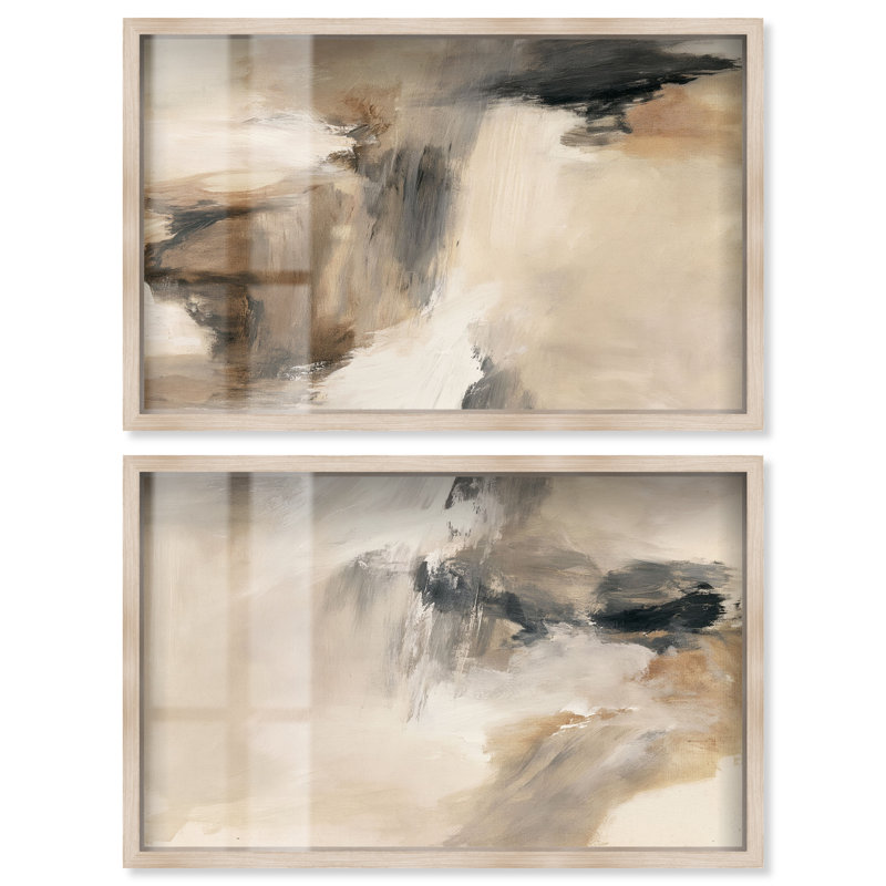 Ensemble de décoration murale bohème Desert Gale II Shadowbox Print par Art Remedy, cadre blond, 48 x 30, Cadre blond