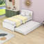 Lit plateforme simple en bois avec lit gigogne et tête de lit-1259657291
