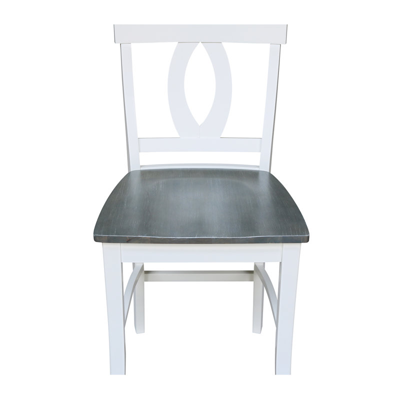 Ludivine Solid Wood Counter Stool, White/Heather Gray