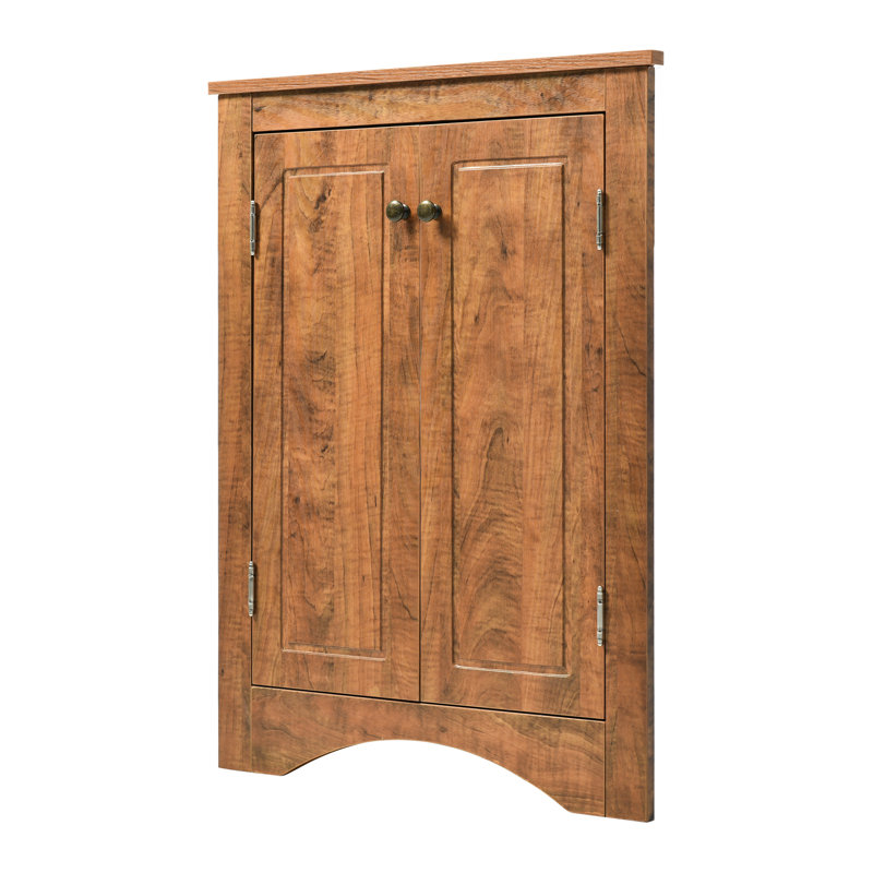Brown Triangle Bathroom Cabinet With Adjustable Shelves, High - Quality , Metal Hardware, Easy To Install, Suitable For Small Bathrooms Floor Color, Board, Large Storage, Maintain