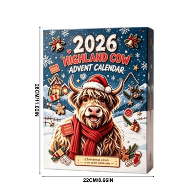 Calendrier de l'Avent Vache 2026 - Décoration de Noël - Coffret de compte à rebours de Noël 24 jours - Figurines miniatures - Cadeau de Noël