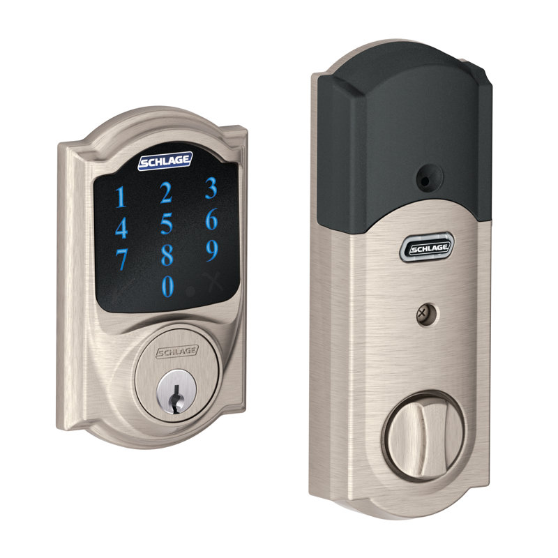 Camelot Single Cylinder Smart Deadbolt with Z-Wave Technology, Satin Nickel