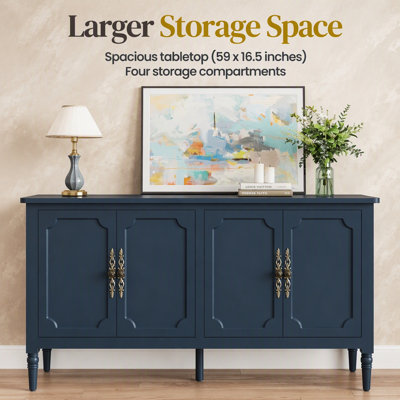 58.9" Buffet Cabinet - Vintage Sideboard with Adjustable Shelves