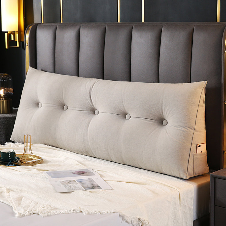 Triangular Bolster Headboard Pillow with Removable Cover, Support for Bed Rest and Reading