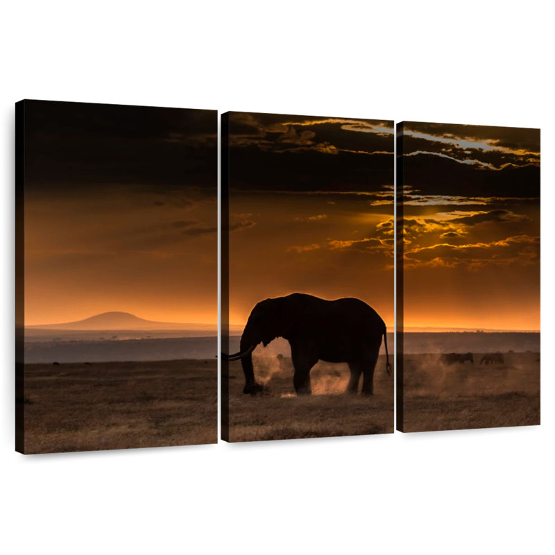 African Elephant Silhouette, 24" H x 38" W