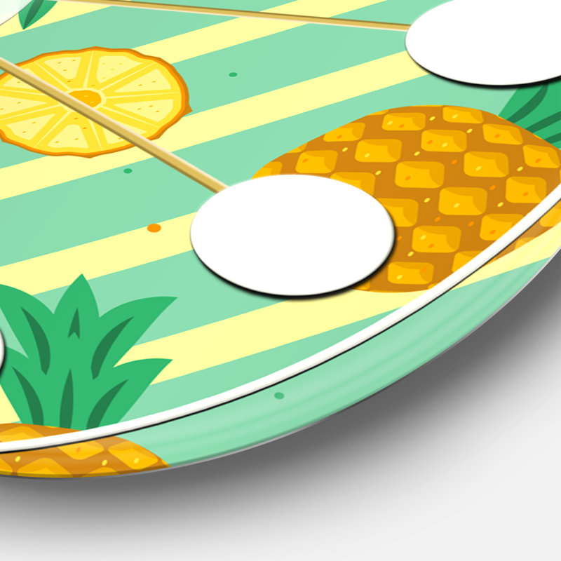 Horloge murale Pineapple Summer Bliss I - Mid-Century, Surdimensionné