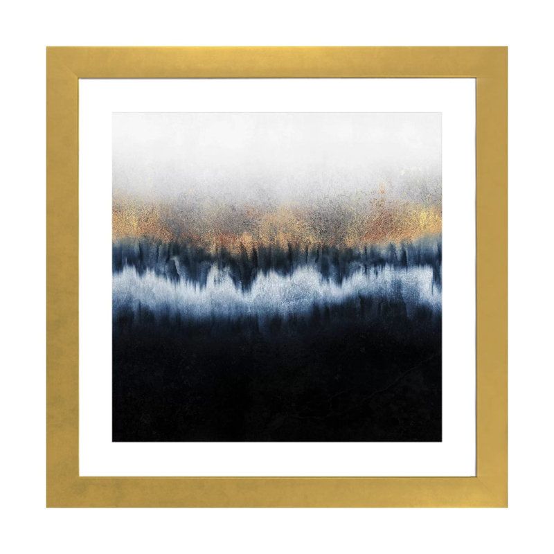 « Golden Horizon-carré » par Elisabeth Fredriksson-impression d’art graphique, Blanc, H 16 po x l 16 po x P 1 po