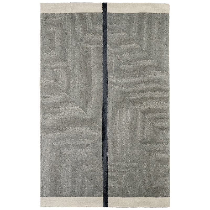 Tapis décoratif gris / noir de style Mid-Century Nio Architectural 3 pi 6 po x 5 pi 6 po, Rectangle 8 pi x 10 pi