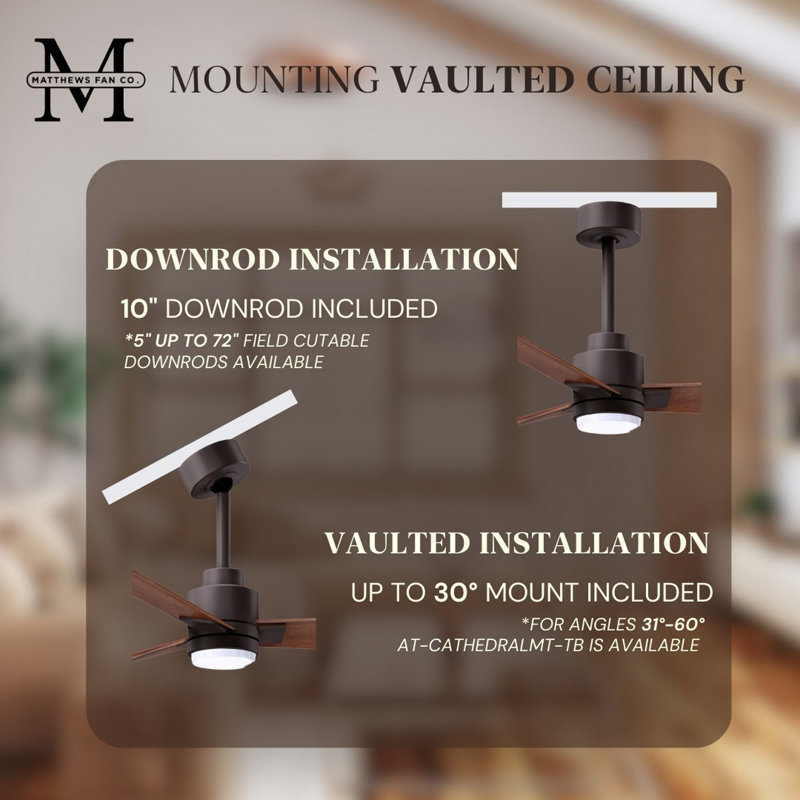 Alessandra - Three Blade Transitional Ceiling Fan -LED, Walnut, Textured Bronze, 42"