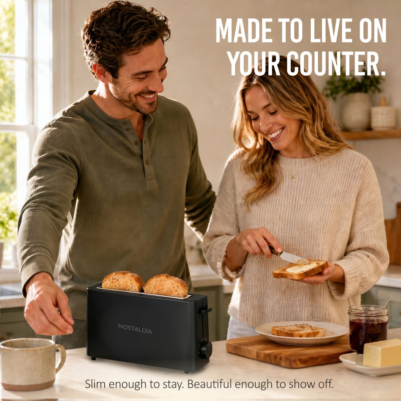 Slim 2-Slice Space-Saving Toaster, Blackberry, Blackberry