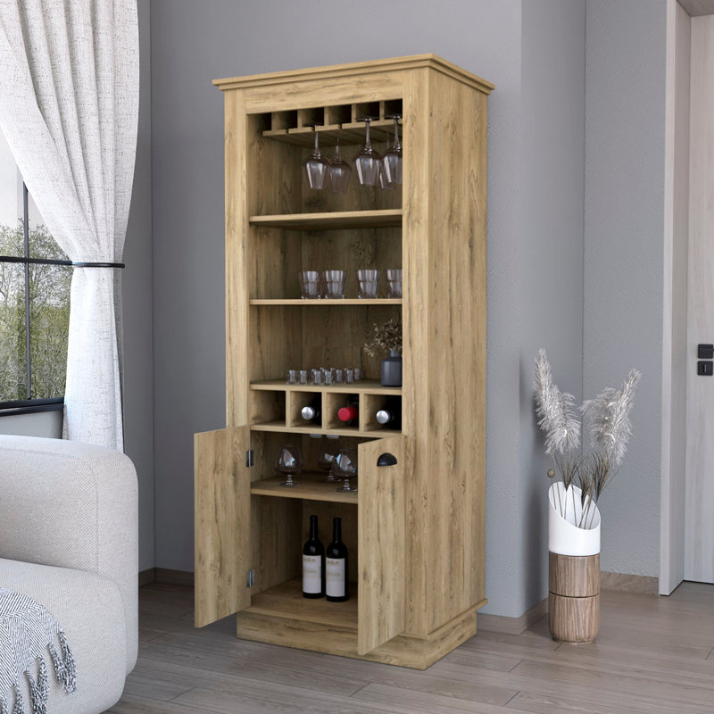 4-built In Wine Rack Bar Cabinet: Entertain Guests With Style Rack, 10-glass Holder & Shelves