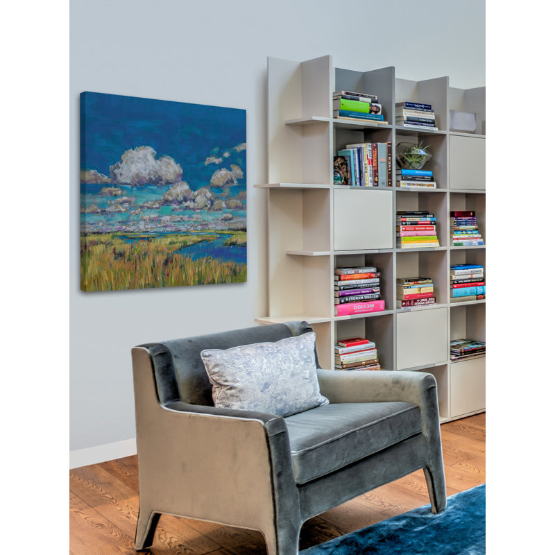«Summer Clouds and Marsh», reproduction d'art sur toile tendue, H 48 po x l 48 po x P 1,5 po