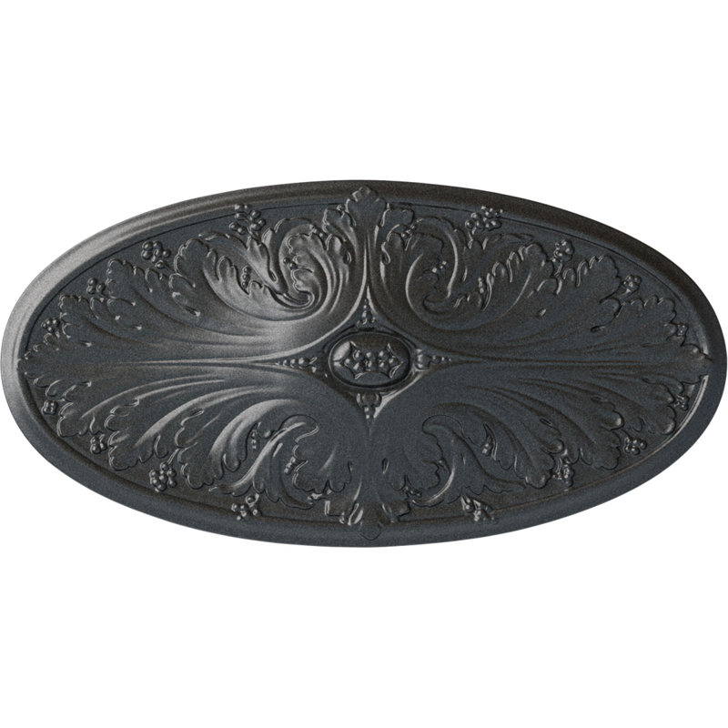 Médaillon de plafond Endurathane Madrid, l 24 3/4 po x H 12 1/2 po x P 1 3/4 po, finition étain peinte à la main, Étain