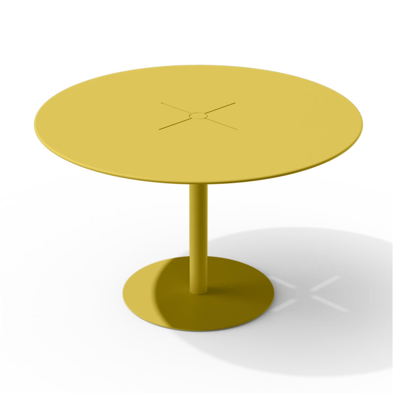 X Table, 48" Circular Dining Table, Charcoal, Yellow