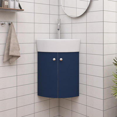 Meuble-lavabo mural simple 16 po avec comptoir en céramique 16 po