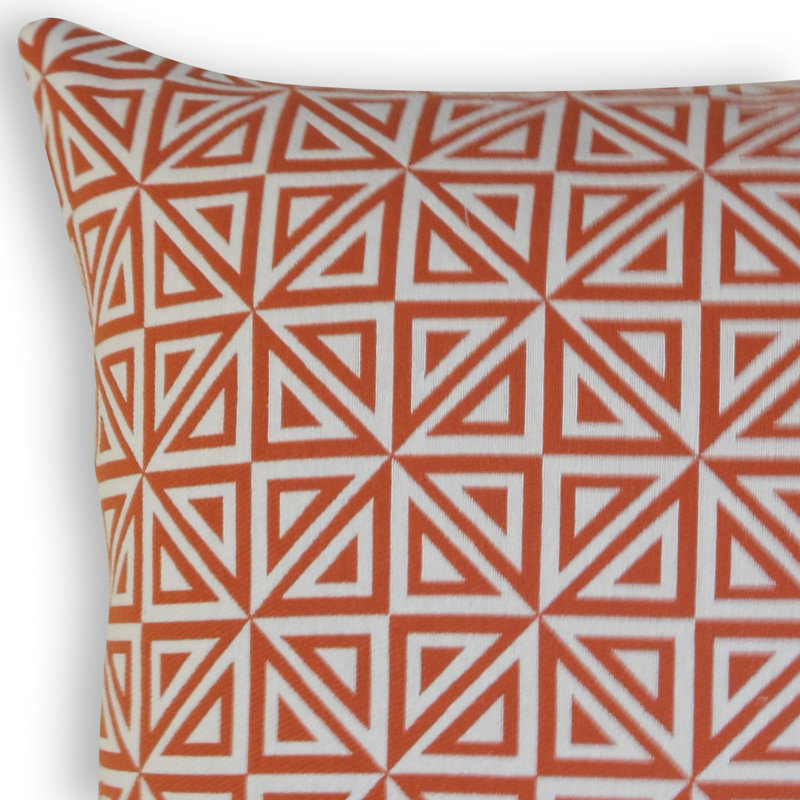 Coussin décoratif géométrique Inaya, Hauteur (20 po) x largeur (20 po), Corail